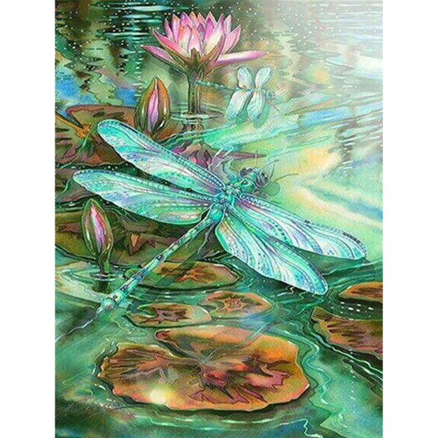Taladro diamante pintura (DE2984) 5D DIY completo libélula estanque bordado de punto de cruz 45x60cm Hugtrwg Para estrenar
