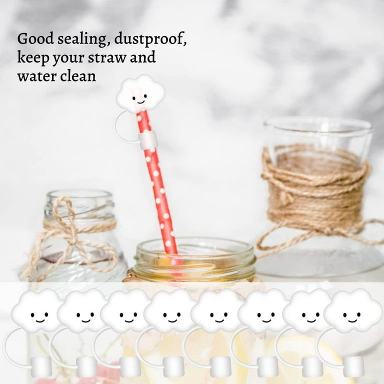 Straw Tips Cover Food Grade Silicone Straw Tip Reusable Drinking Straw Covers Plugs, Lids Adorable Dust-proof Straw Plugs for 6-8 mm Straws