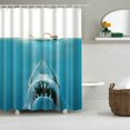 thumbnail image 1 of Cortina de ducha de poliéster impermeable Apooke Underwater Jaws 180 x 180 cm para baño, 1 of 8