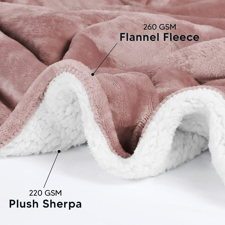 Utopia Bedding Sherpa Bed Blanket Full Size Navy 480GSM Plush