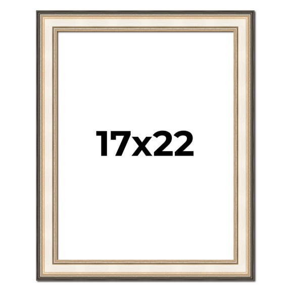 17x22 Frame Gold Silver Plein Aire 2" Inch Wide Moulding Solid Wood Picture Frame | Modena