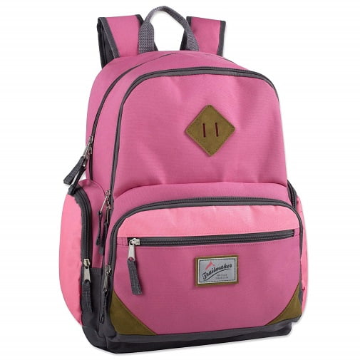 pink backpack with laptop compartment