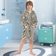 thumbnail image 5 of FORMRS Niños Bathrobe Unisex Hooded Robe Soft Plush Pajamas Sleepwear, Size 10-12T, Black Lines, 5 of 7