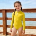 thumbnail image 2 of Ytxxxx Girls Zip-Up Solid Color Quick Dry One-Piece Swimsuits Yellow 11-12 Years, 2 of 4