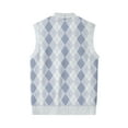 thumbnail image 5 of Mens Argyle Sweater Vests V Neck Sleeveless Cardigan Vest Knitwear Blue 5XL, 5 of 7