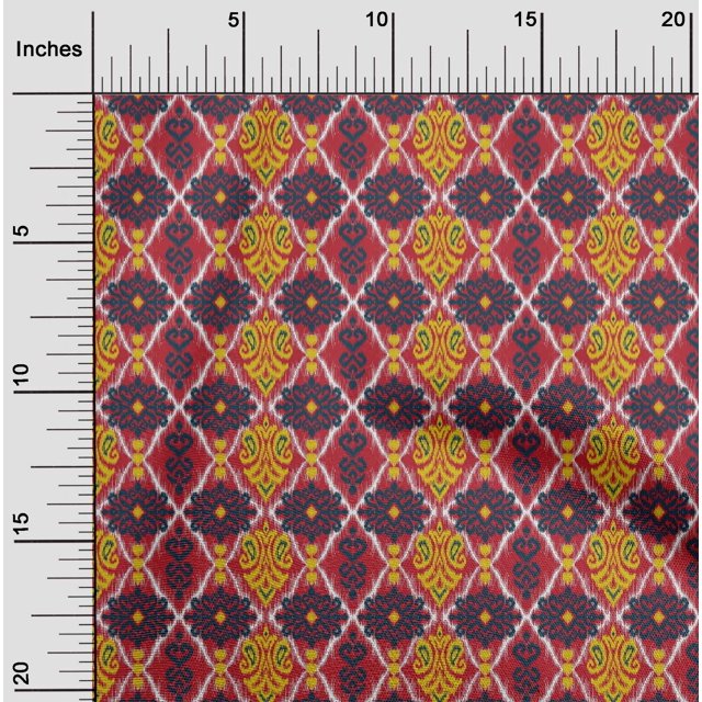 oneOone Polyester Lycra Fabric Geometric|Swirl & Paisley Ikat Print Fabric BTY 56 Inch Wide