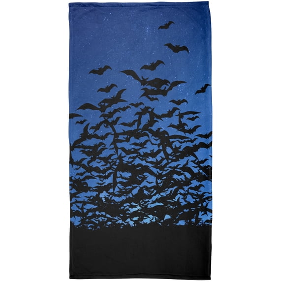 Bats Night Sky All Over Plush Beach Towel