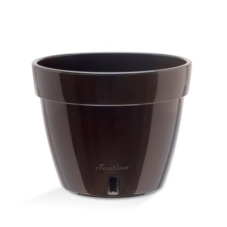 ⭐ Santino ASTI 10.6 Inch Self Watering Planter BLACK-GOLD/BLACK for Indoor Plants - Premium Modern Plastic Pot w/ Water level Indicator for All House Herbs, Plants, African Violets and Dahlias
