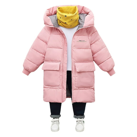 Ruyang Kids Winter Coat Boys Girls Puffer Jacket Down Quilted Parka Coats Padded Warm Thermal Long Hooded Overcoat