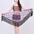 thumbnail image 4 of Xfvqtps Woman Sequin Dance Skirt Tassel Triangular Belt Belly Dancing Waist Towel Waist Chain Hip Towel Performance Skirt Purple, 4 of 8