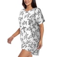 thumbnail image 2 of Lsque Hand Drawn Turtle Women's Short-Sleeved Pajama Set - 2 Piece Soft and Lightweight Sleepwear Set-Medium, 2 of 9