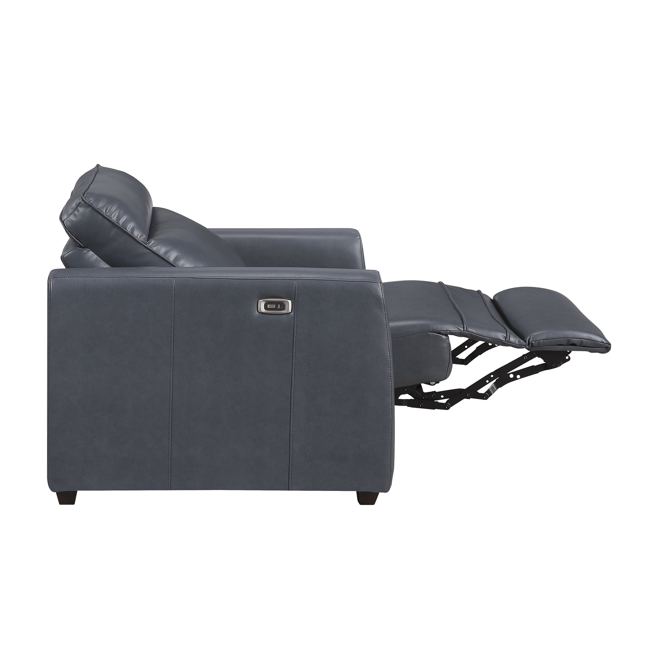 OakvillePark Ardena Faux Leather Power Reclining Chair with Rounded Track Arms, Zero Wall Recliner, Navy