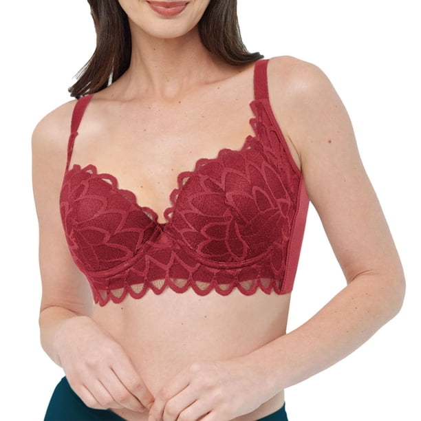 Brasier de Encaje - PLAYTEX - Side Smoothing - Soporte Cómodo -Modelo 52233 - Estilo Moldeador - Color Rojo - Talla 38C