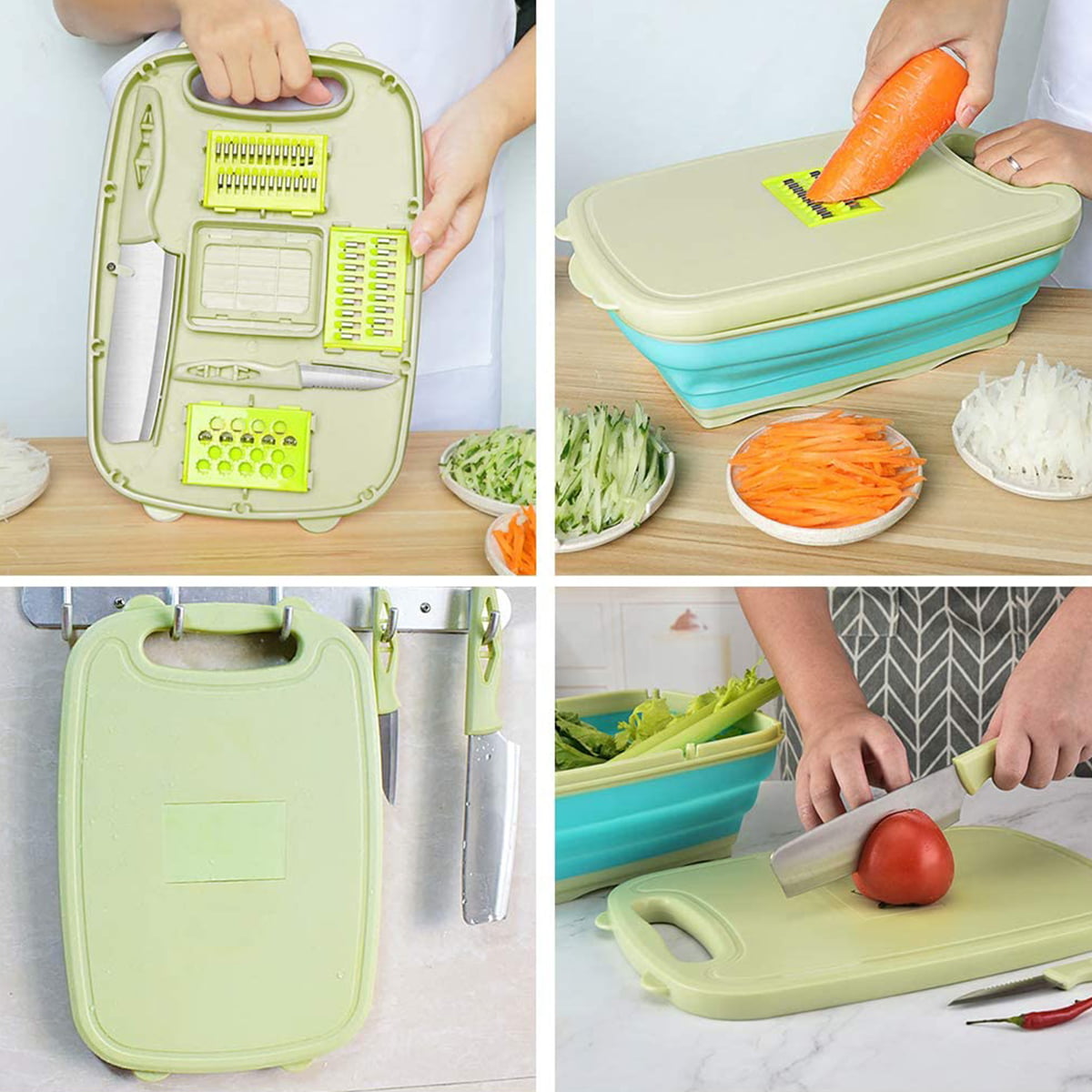 AquaPure – Fruit and Vegetable Washing Basket, Foldable Chopping Board with Draining Plug, Collapsible Cutting Board, Kitchen Essentials, Washing Sili