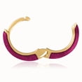 thumbnail image 5 of Gold Plated Glittery Fuschia Pink Enamel Huggie Hoop Earrings for Women, 5 of 5