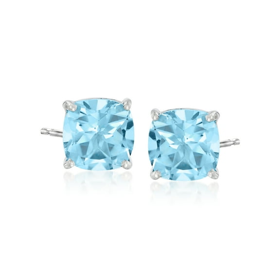 Ross-Simons 6.40 ct. t.w. Swiss Blue Topaz Stud Earrings in Sterling Silver, Women's, Adult