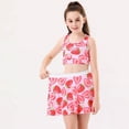 thumbnail image 2 of MIXUE Girls Outfit Sets Kids Summer Cherry Print Crew Neck Sleeveless Sports Camisole Vest And Skirts Two Piece Athletic Casual Streetwear,Red,8-10 Years, 2 of 7