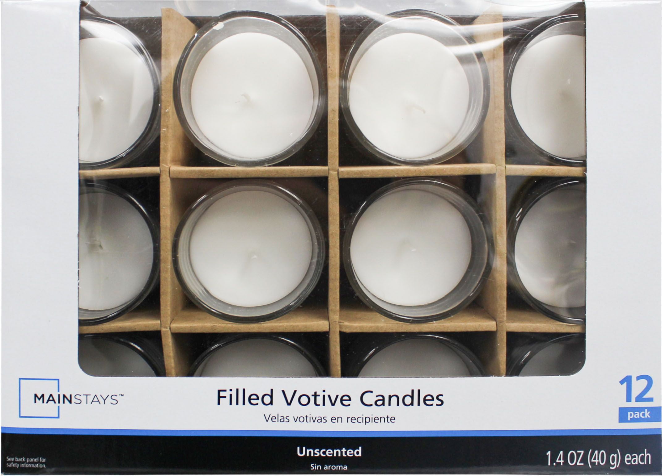 Mainstays Unscented Votive Candles with Holders, White, 12Pack