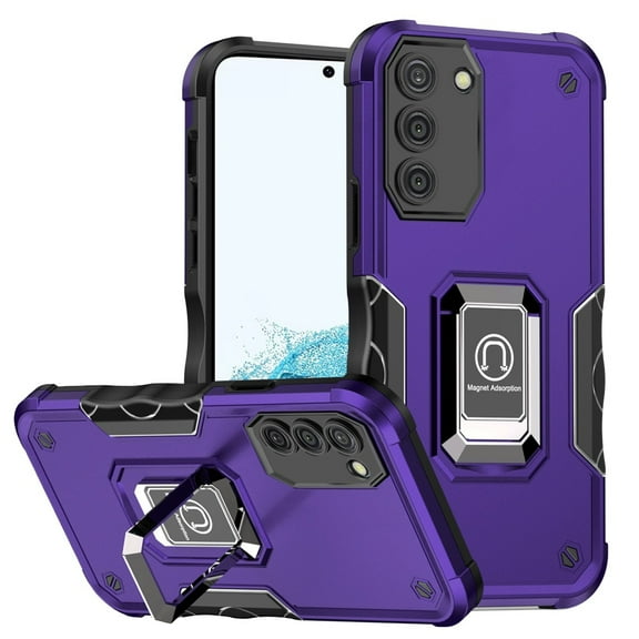 For Samsung Galaxy S22 Hybrid Cases with Magnetic Ring Holder Stand Kickstand Heavy Duty Rugged Drop Silicone Shockproof Cover ,Xpm Phone Case [ Purple ]