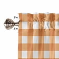 thumbnail image 5 of Half Window Curtains 24 Inches Long, Orange Plaid Window Treatment Curtain Drapes, Gradient Geometric Buffalo White Checkered Short Curtains Tiers for Kitchen Over Sink, 27.5"x24", 2 Panels, 5 of 7