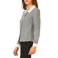 thumbnail image 4 of INSPIRE CHIC Women's Contrast Peter Pan Collar Gingham Long Sleeve Button Front Shirt S Black, 4 of 7