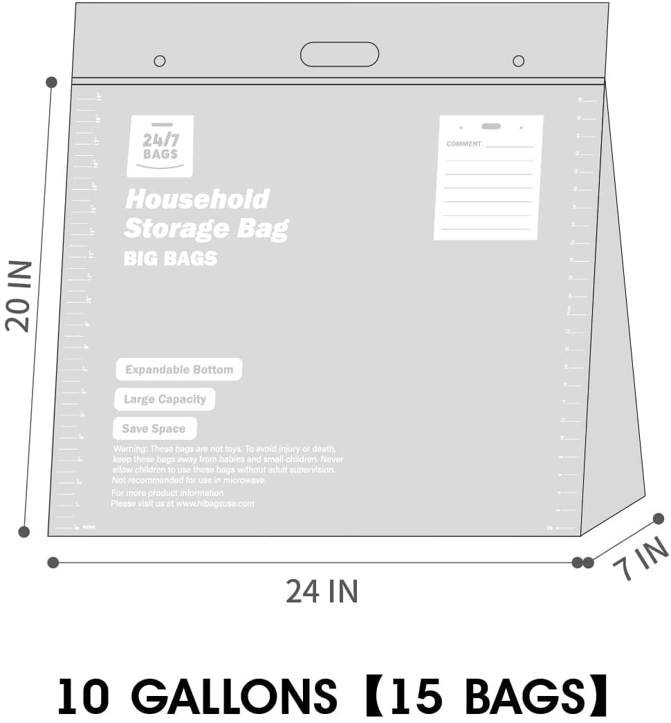 1 ~ New BIG XXL Plastic STORAGE BAGS w Handle 20x 24 Zip Loc Clothes BAG