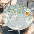 thumbnail image 2 of Eucalyptus Leaves Round Tablecloth, Fitted Table Cover with Elastic for 36"-44" Round Tables, Sage Green Summer Botanical Weeping Wooden Table Cloth Outdoor Dinning Party Waterproof Tablecloths, 2 of 7