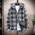 thumbnail image 4 of Cárdigan cálido de lana para hombre, suéter a cuadros con capucha, ropa de invierno, abrigo de punto coreano, chaqueta con cremallera completa, puente de moda, 4 of 5