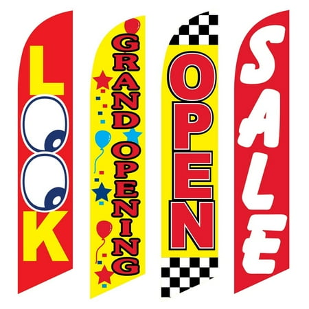 4 Advertising Swooper Flags Look Grand Opening Open Sale