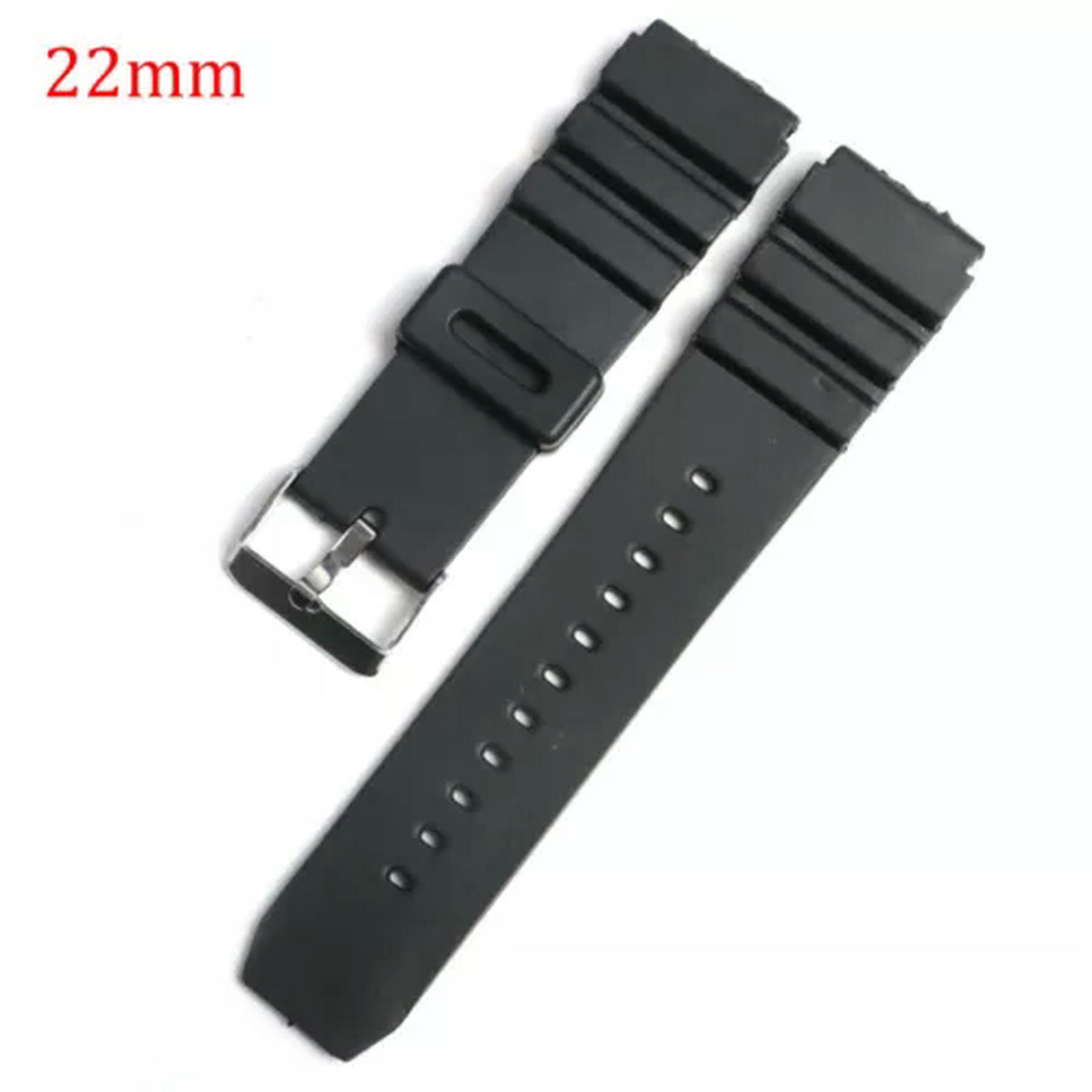 18/20/22/24mm Men Silicone Rubber Black Waterproof Sport Wrist Watch Band Strap