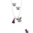 thumbnail image 2 of Delight Jewelry Resin Purple Dragon Darling Silver tone Guardian Angel Charm Necklace and Stud Earrings, 2 of 4