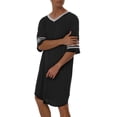 thumbnail image 4 of Men's Short Sleeve Pajamas Soft Stripe Printed Sleepwear Nightgown Comfy Loose Night Shirts, 4 of 5