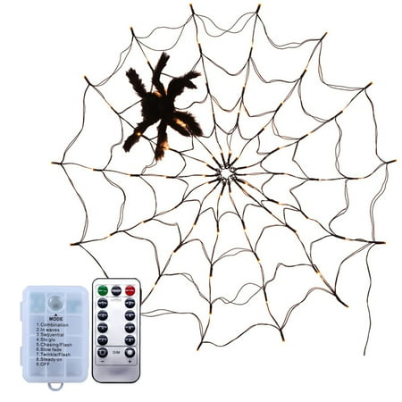 

Trayknick 1 Set Hanging Lamp 8 Lighting Modes Waterproof Energy-saving High Brightness Non-Glaring Enhance Atmosphere Plastic Spider Web LED Light with Remote Control Set for Home