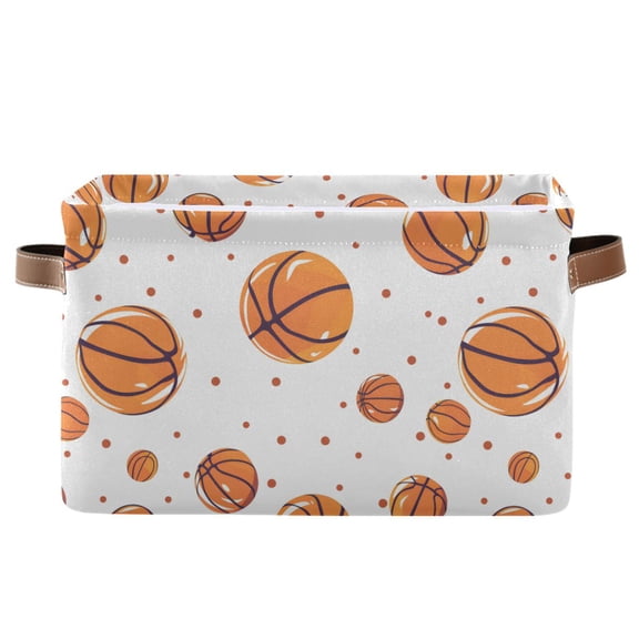 Adorable Basketball Storage Bins with Handle Fabric Organizer Basket Foldable Box 1 Pack 14.2x10.2x8.3