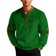thumbnail image 6 of Men's Christmas Sweater Zip Up Sweatshirts Vintage Knit Graphic Sweatshirt - Xmas Stand Collar Pullover with Solid Color Print for Casual Holiday Style,Army Green,L, 6 of 6