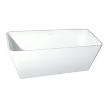 Kingston Brass VRTSQ592722 59" Solid Surface Rectangular Double Ended Freestanding Tub with Drain, Matte White