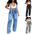 thumbnail image 7 of Purcolt Overalls for Women Stretchy Casual Square Neck Adjustable Strap Wide Leg Baggy Suspender Jumpsuit Y2K Vintage Loose Fit Bib Rompers Streetwear with Pockets, 7 of 7