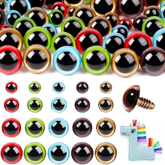 Safety Eyes for Crochet with Washers, 160-Piece Value Pack for Amigurumi, Stuffed Animals & Crafts, 5 Colors 4 Sizes (10-18mm)