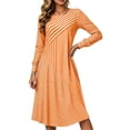thumbnail image 6 of YuXingFu 100% Cotton Dresses Maxi Crew Neck Plus Size Womens Dress Long Sleeve Pleated Long Casual Summer Orange XL, 6 of 7