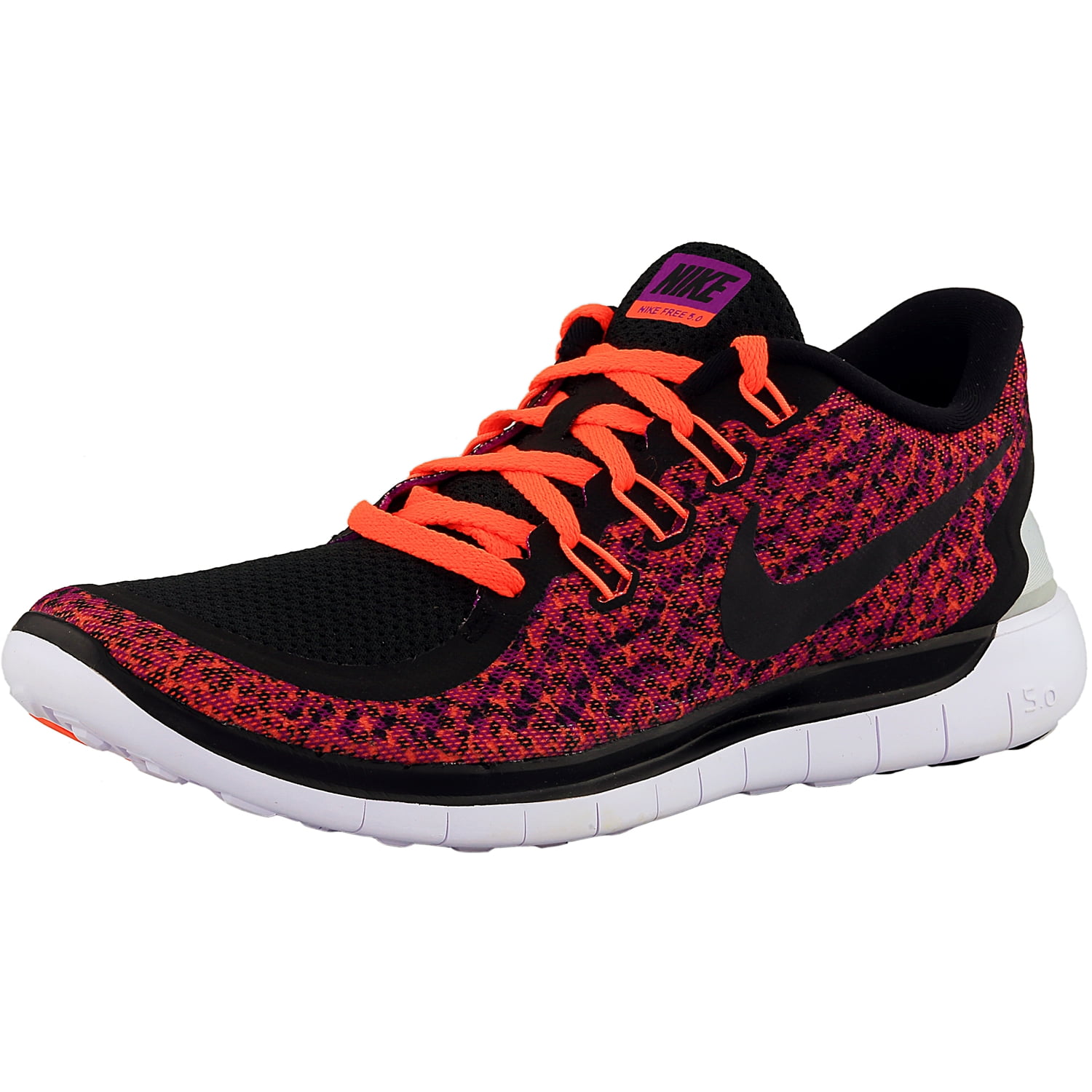 Women's Free 5.0 Vivid Purple/Hyper Orange/White/Black Ankle-High Running Shoe - 8.5M - Walmart.com