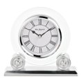 thumbnail image 1 of Wm. Widdop Glass & Silver Round Mantel Clock, 1 of 1