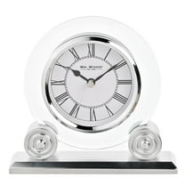 Wm. Widdop Glass & Silver Round Mantel Clock