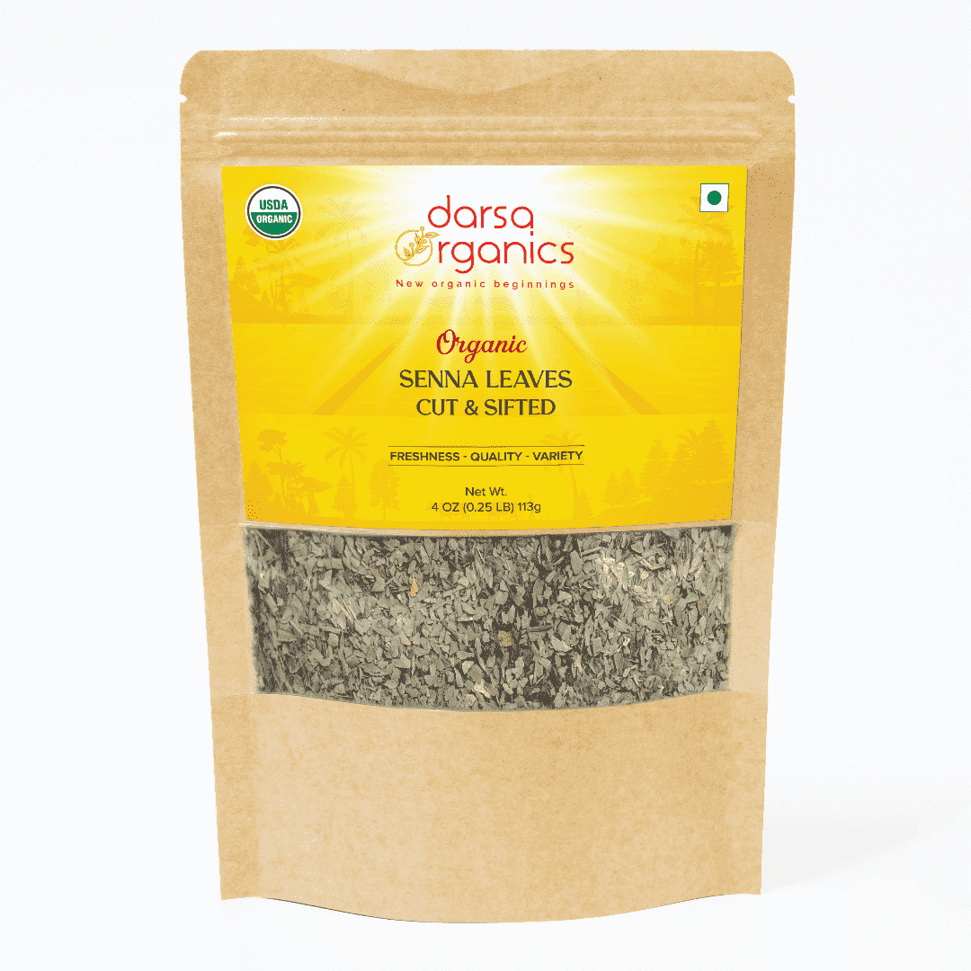 Darsa Organics Natural Senna Leaf Cut and Sifted Organic Kosher 4 oz
