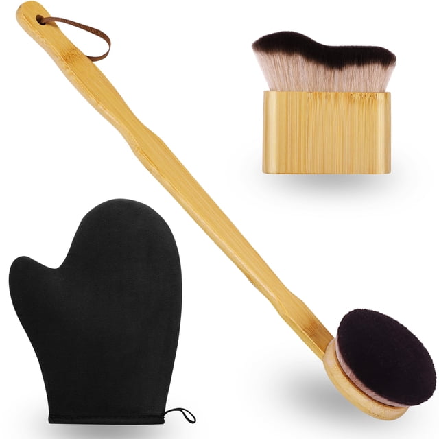 Set de guantes autobronceadores, brocha autobronceadora y aplicador de espalda