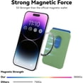 thumbnail image 2 of Stronger Magnetic RFID Leather Mag Safe Card Holder for iPhone 15 Series, Light Green, 2 of 4