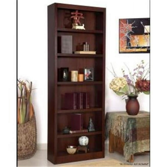 Single Wide Bookcase, Cherry Finish 6 Shelves