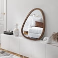 thumbnail image 2 of Americanflat Asymmetrical Mirror in Brown Sycamore - 24x24 Irregular Wall Mirror for Bathroom, Living Room, Entryway Hall, and Decorative Mirror for Bedroom, 2 of 8