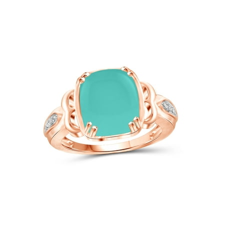 Chalcedony Gold Ring - 5 Carat T.G.W. Chalcedony and White Diamond Accent Rose Gold over Silver Fashion Ring