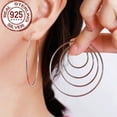 thumbnail image 2 of Hypoallergenic Big Circle Simple Jewelry 925 Sterling Silver Huggie Hoop Earring, 2 of 8