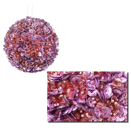Lilac Ball - Lavish Lilac Fully Sequined & Beaded Christmas Ball Ornament 3.5